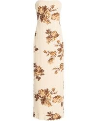 Magda Butrym - Strapless Floral Plissé Midi Dress - Lyst