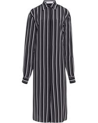 Michael Kors - Oversized Striped Crepe De Chine Midi Shirt Dress - Lyst