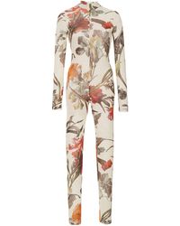 Off-White c/o Virgil Abloh Floral-print Fitted Jump Suit - White