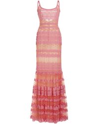 Elie Saab - Lace-embroidered Tulle Maxi Dress - Lyst