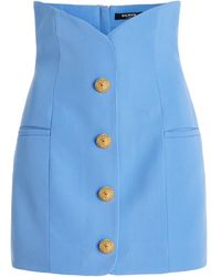 Balmain - Button-detailed Wool Corset Mini Skirt - Lyst