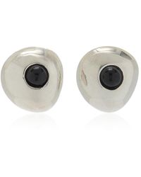 AGMES - Large Donut Sterling Silver Onyx Earrings - Lyst