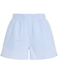 With Nothing Underneath - Exclusive The Boxer Striped Cotton-Seersucker Shorts - Lyst