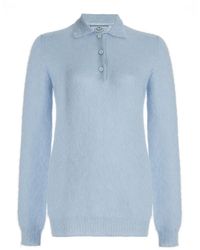 Prada - Mohair-Blend Knit Polo Top - Lyst