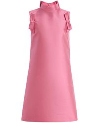 Valentino Garavani - Bow-Detailed Silk Mini Dress - Lyst