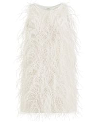 FFORME - Salomi Feather-Embellished Cotton-Knit Mini Dress - Lyst