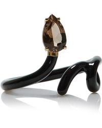 Bea Bongiasca - 9k Yellow Gold And Silver Black Enamel Quartz Ring - Lyst
