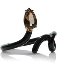 Bea Bongiasca - 9k Yellow Gold And Silver Black Enamel Quartz Ring - Lyst