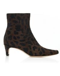 STAUD - Wally Leopard-Print Leather Ankle Boots - Lyst