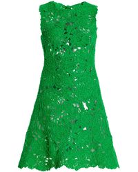 Oscar de la Renta - Crocheted Cotton Mini Dress - Lyst