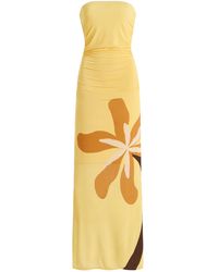 Cala De La Cruz - Exclusive Daphne Strapless Printed Jersey Maxi Dress - Lyst