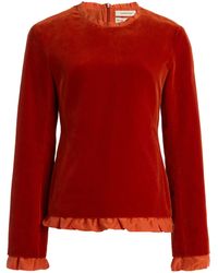 Colleen Allen - Ruffled Cotton-Velvet Top - Lyst