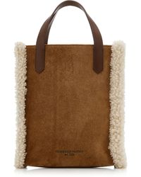 Golden Goose - Mini California Shearling-trimmed Suede Tote Bag - Lyst