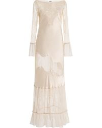 Sleeping with Jacques - Erica Lace-Inset Silk Maxi Dress - Lyst