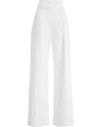 Carolina Herrera - Stretch-Cotton Wide-Leg Pants - Lyst