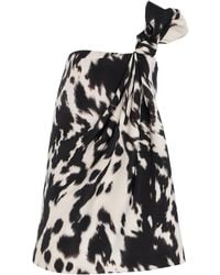 Oscar de la Renta - Asymmetric Crepe Mini Dress - Lyst