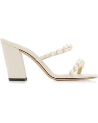 Jimmy Choo Aura 95 Embellished Satin Sandals in Pink | Lyst Australia