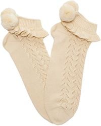 Valentino Garavani - Pom-Pom Ruffled Cotton Ankle Socks - Lyst