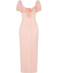 De La Vali - Eden Ruffled Satin Maxi Dress - Lyst