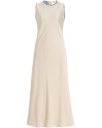 Prada - Crystal-Trimmed Sablé Midi Dress - Lyst