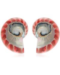 Julietta - Nautilus Rhodium-Plated Resin And Shell Earrings - Lyst