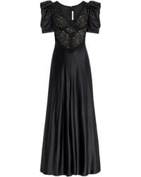 Rodarte Silk Satin Lace Gown - Black