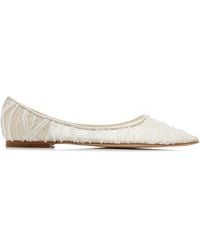 Jimmy Choo - Love Embellished Mesh Ballet Flats - Lyst