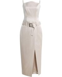 Wiederhoeft - Exclusive Julie Belted Cotton-Silk Satin Midi Dress - Lyst