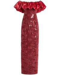 Markarian - Rowan Off-The-Shoulder Sequined Column Gown - Lyst