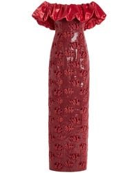 Markarian - Rowan Off-The-Shoulder Sequined Column Gown - Lyst