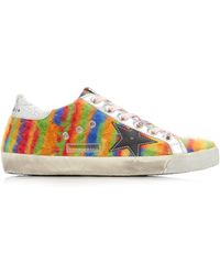 Golden Goose Super-star Tie Dyed Wool And Leather Trainers - Multicolour