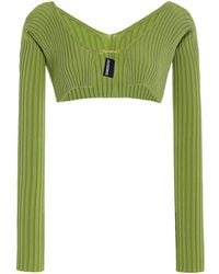 Jacquemus Pralù Cropped Ribbed-knit Top - Green
