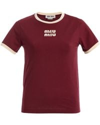 Miu Miu - Cotton Jersey T-Shirt - Lyst