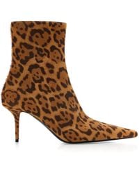 Saint Laurent - Ashley Leopard-Print Pony Hair Ankle Boots - Lyst