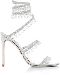 Rene Caovilla Exclusive Crystal-embellished Sandal - White