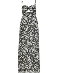 Cala De La Cruz - Apia Cutout Palm-printed Linen Maxi Dress - Lyst