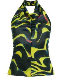 Christopher John Rogers - Printed Jersey Cowl-Neck Halter Top - Lyst