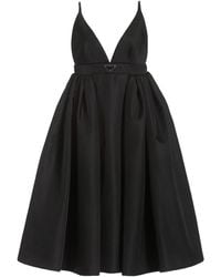 Prada - Logo-detailed Nylon Gabardine Midi Dress - Lyst