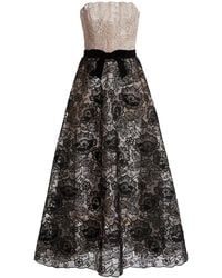 Elie Saab - Bow-Detailed Lace Silk Maxi Dress - Lyst