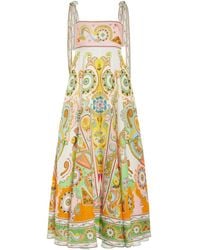 ALÉMAIS - Pinball Linen Midi Dress - Lyst