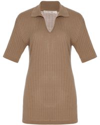 The Row - Kaiomi Ribbed-Knit Polo Top - Lyst