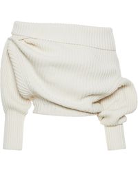 A.W.A.K.E. MODE - Buttoned Ribbed-Knit Cotton-Wool Sweater - Lyst
