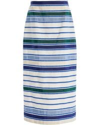 Rosie Assoulin - Striped Cotton Midi Skirt - Lyst