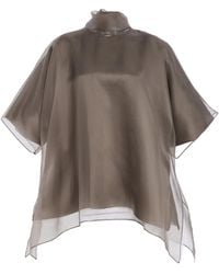 Brandon Maxwell - The Cali Tie-Neck Silk-Organza Blouse - Lyst