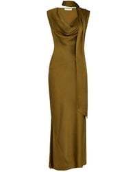 De La Vali - Thebe Draped Silk-Blend Maxi Dress - Lyst