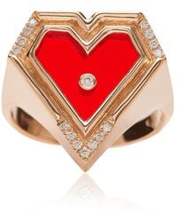 L'Atelier Nawbar - Super Heart 18k Rose Gold Agate Diamond Ring - Lyst