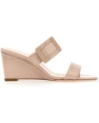 Roger Vivier - Belle Vivier Leather Wedge Mules - Lyst