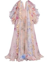 Zimmermann - Crush Ruffled Off-the-shoulder Linen-silk Gown - Lyst