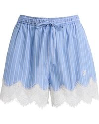 Jonathan Simkhai - Emmie Lace-Trimmed Striped Cotton Shorts - Lyst
