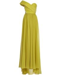 Elie Saab - Asymmetric Silk And Velvet Gown - Lyst